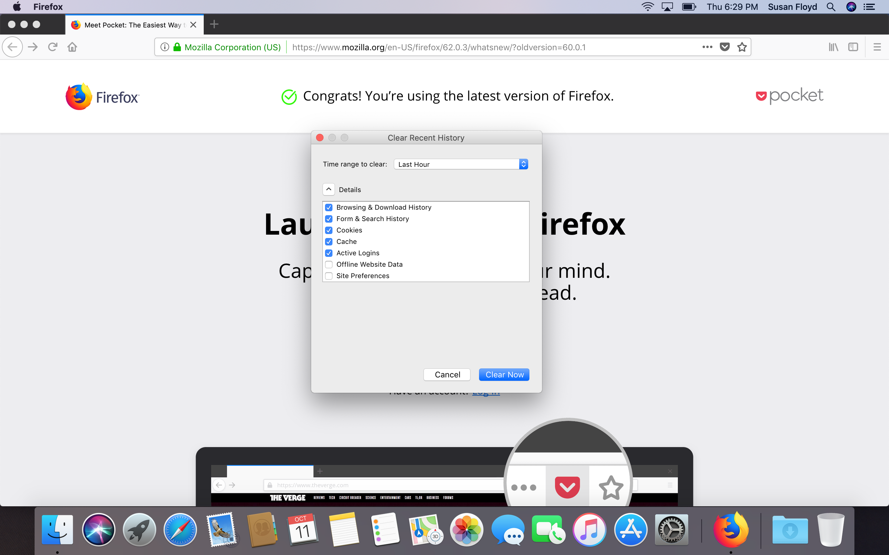 clear cache and cookies on firefox for mac